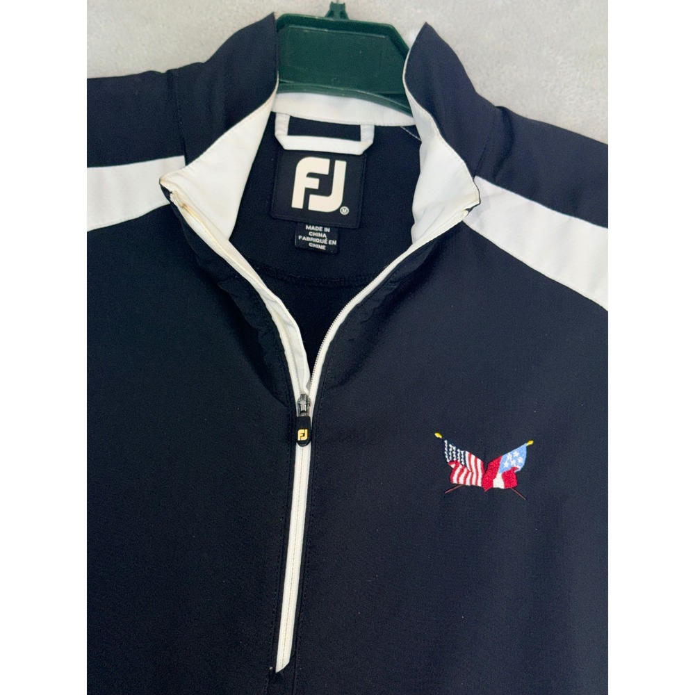 FootJoy Mens Medium Black White Quarter Zip Golf Pullover Jacket  Secession